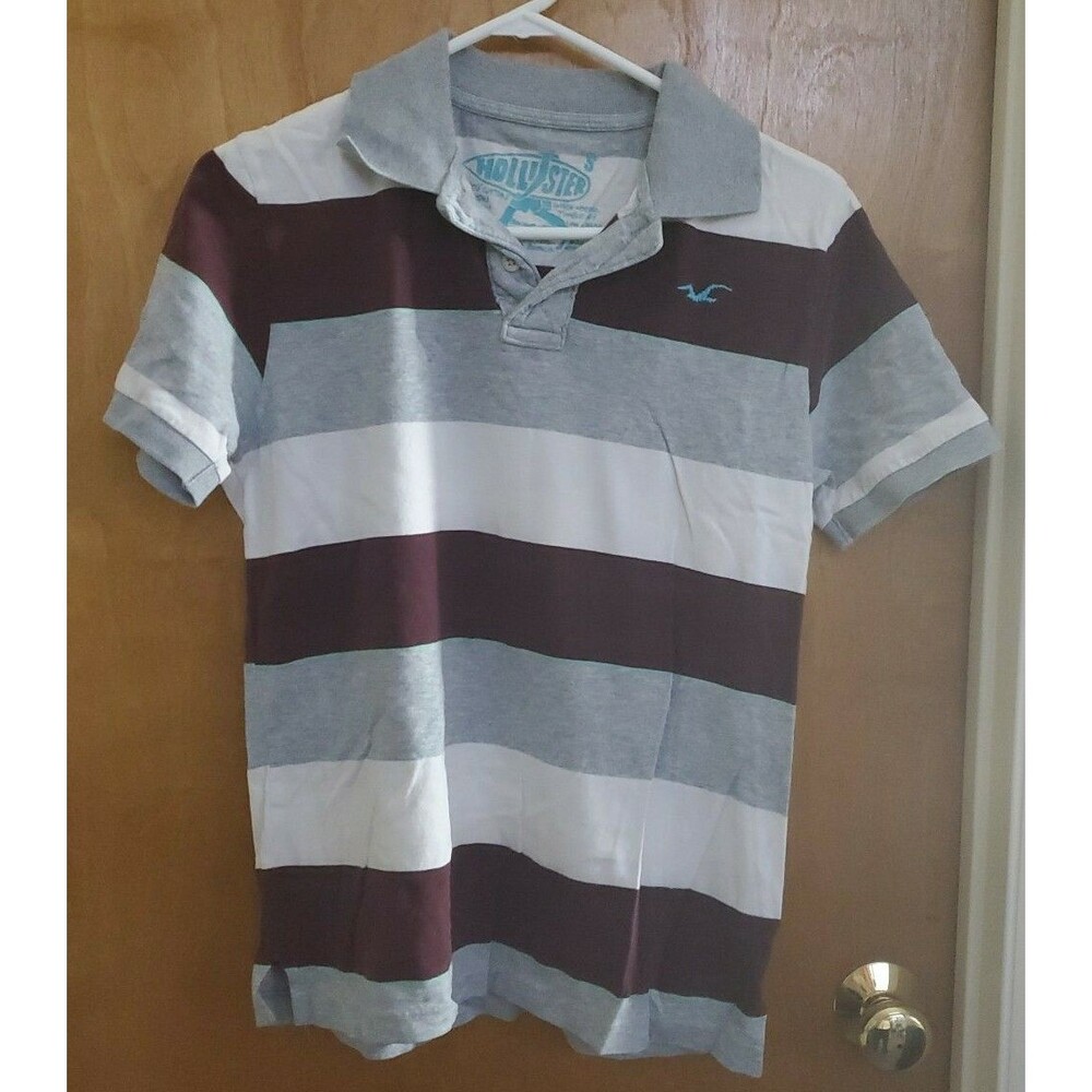 boy's youth HOLLISTER Short Sleeve Polo Shirt - size small - Striped Casual